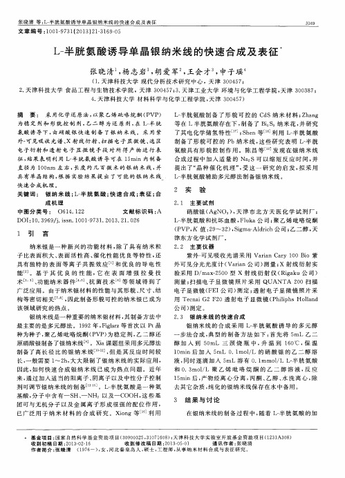 L-半胱氨酸诱导单晶银纳米线的快速合成及表征