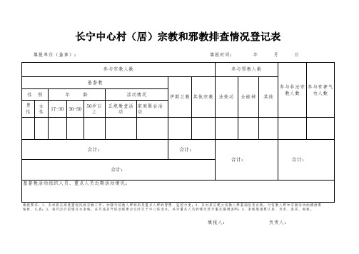 邪教排查情况登记表