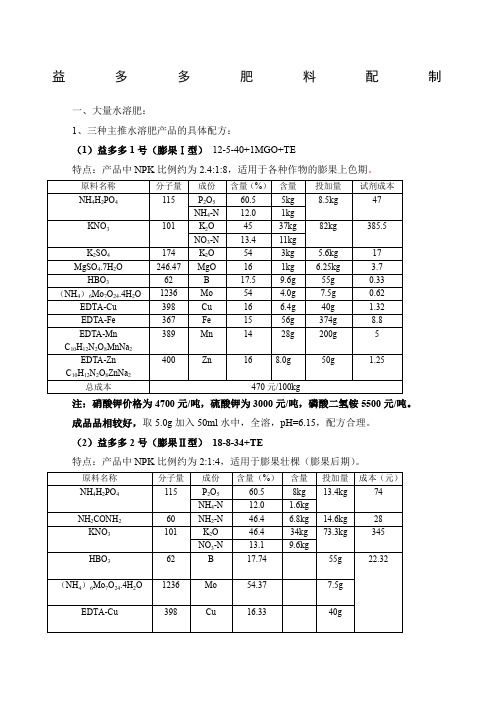 大量元素水溶肥制作