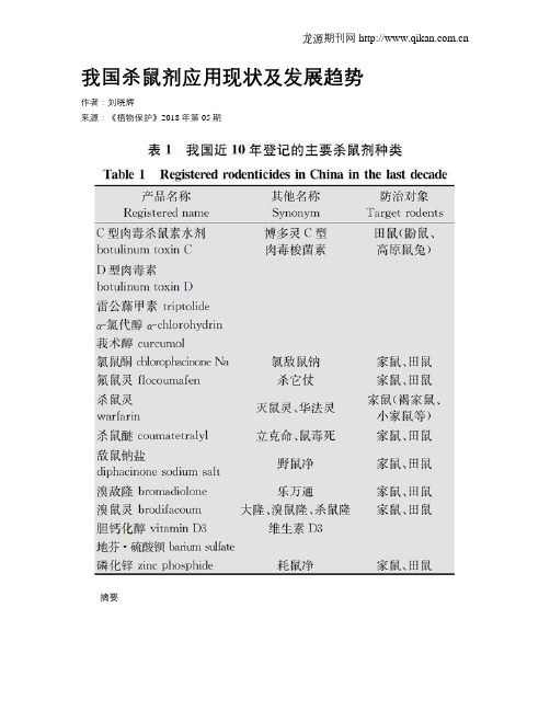 我国杀鼠剂应用现状及发展趋势