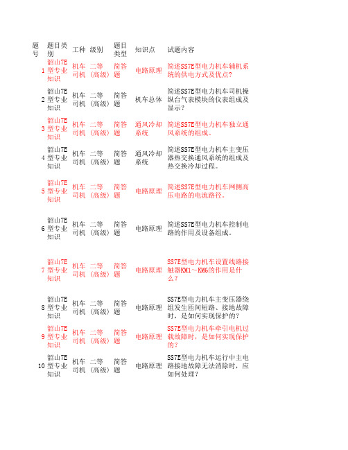 韶山7E型专业知识  简答题