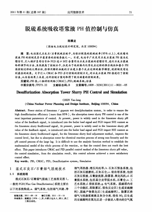 脱硫系统吸收塔浆液PH值控制与仿真