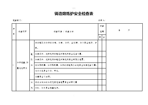 铸造熔炼炉安全检查表