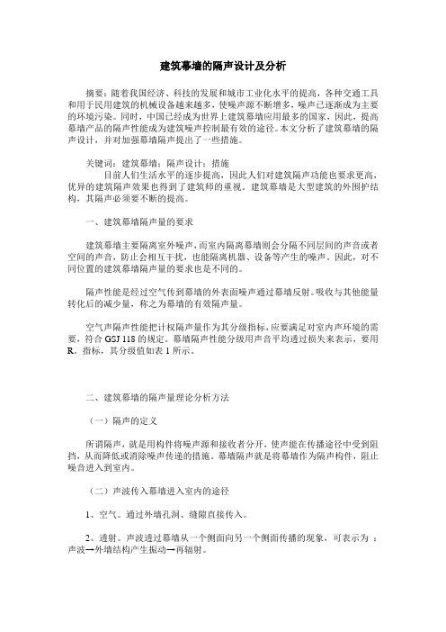 建筑幕墙的隔声设计及分析