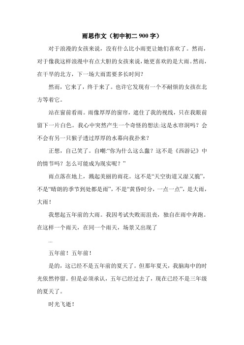 雨思作文(初中初二900字).doc