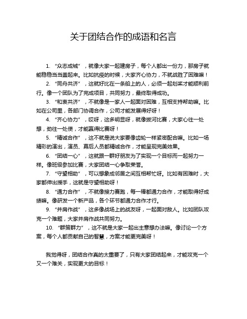 关于团结合作的成语和名言