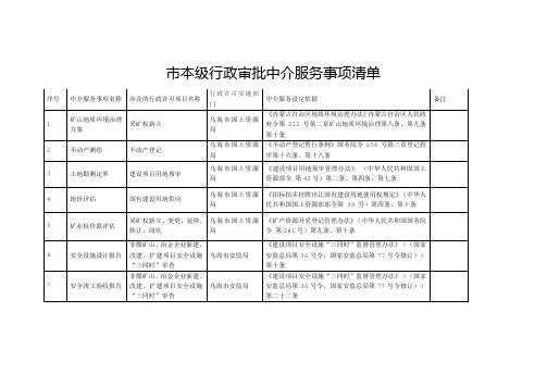 市本级行政审批中介服务事项清单