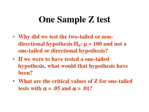 One Sample Z test