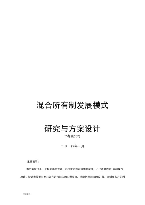 混合所有制发展模式研究与方案设计