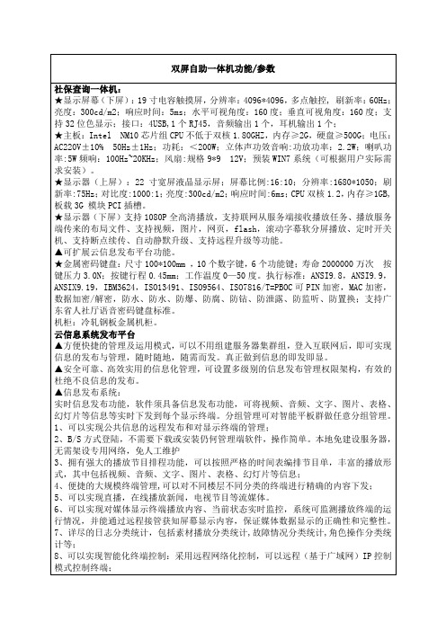 一体机参数(1)