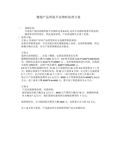镀银产品焊接不良物料处理方案