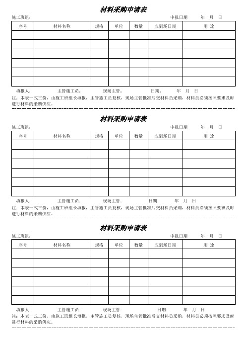 紧急材料采购申请表