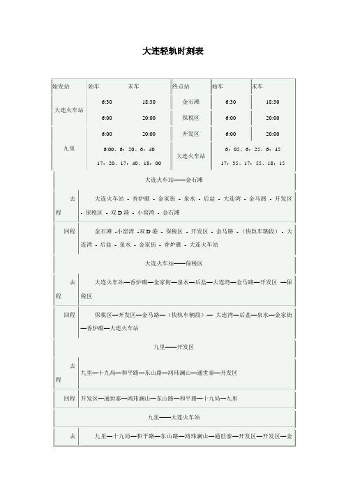 大连轻轨时刻表