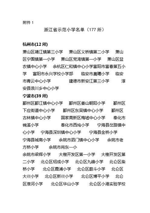 浙江省示范小学名单(177所)