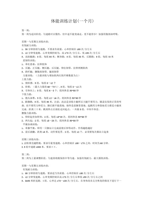 体能训练计划2(一个月)