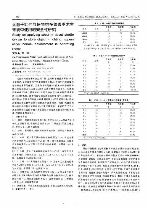 无菌干缸存放持物钳在普通手术室环境中使用的安全性研究