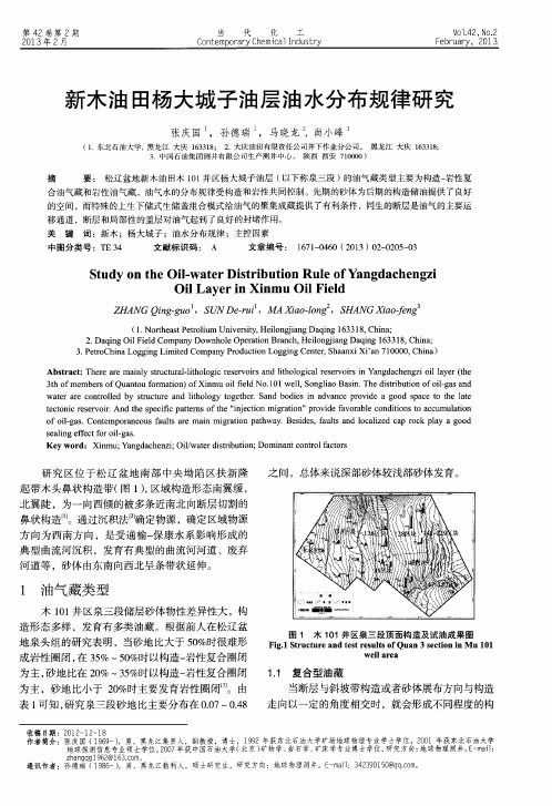 新木油田杨大城子油层油水分布规律研究