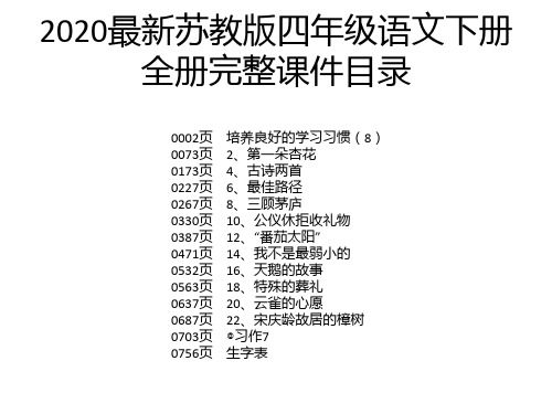 2020最新苏教版四年级语文下册全册完整课件