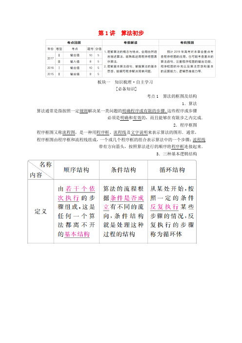 2019版高考数学一轮复习第11章算法初步复数推理与证明第1讲算法初步学案