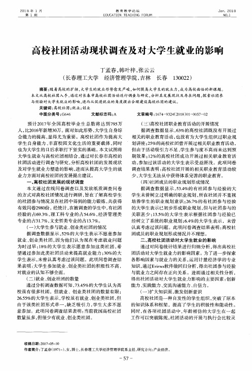高校社团活动现状调查及对大学生就业的影响
