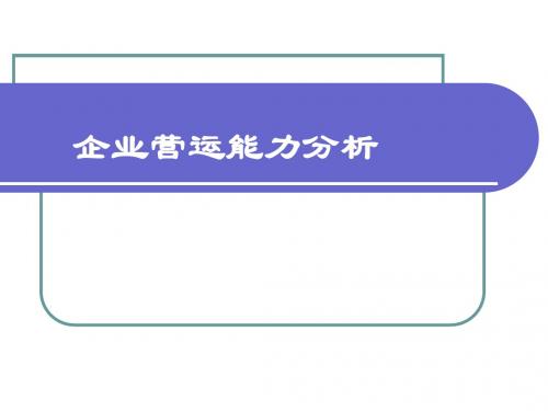 企业营运能力分析   正式