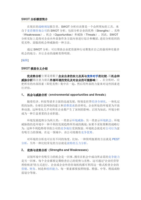 SWOT分析模型简介