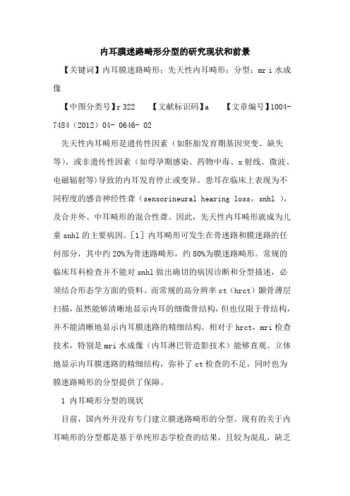 内耳膜迷路畸形分型研究现状和前景论文