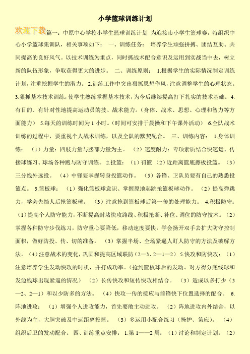 小学篮球训练计划