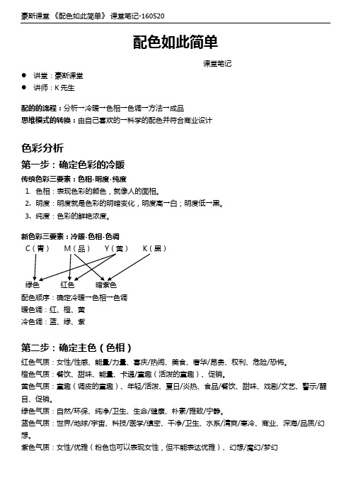 豪斯课堂 《配色如此简单》 课堂笔记
