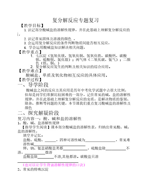 复分解反应专题复习