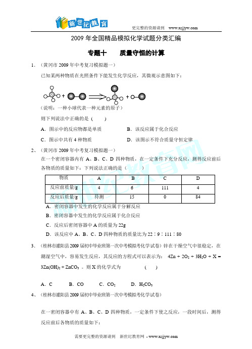 2009年全国精品模拟化学试题分类汇编 专题-1.doc