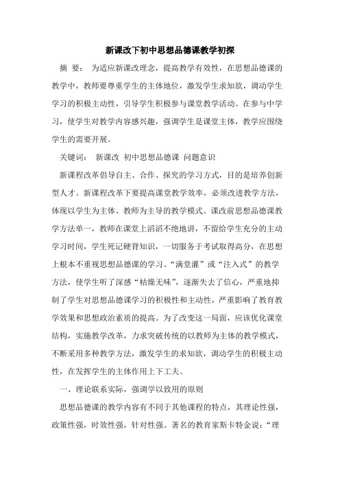 新课改下初中思想品德课教学初探