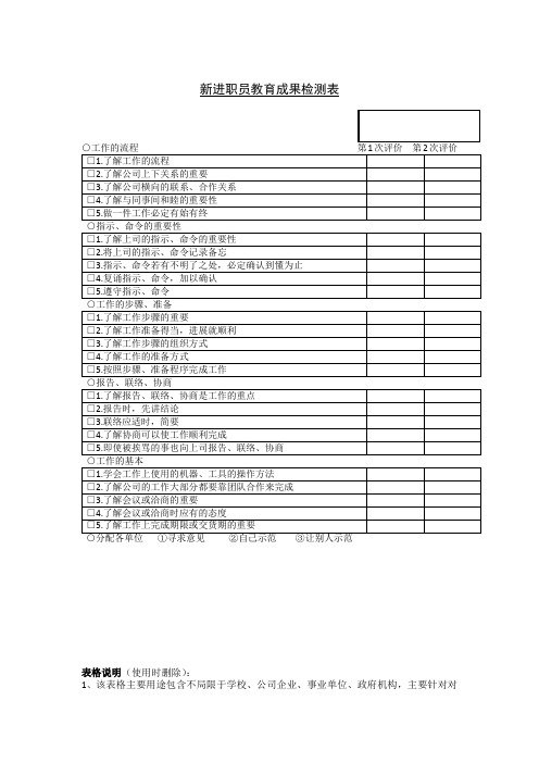 新进职员教育成果检测表