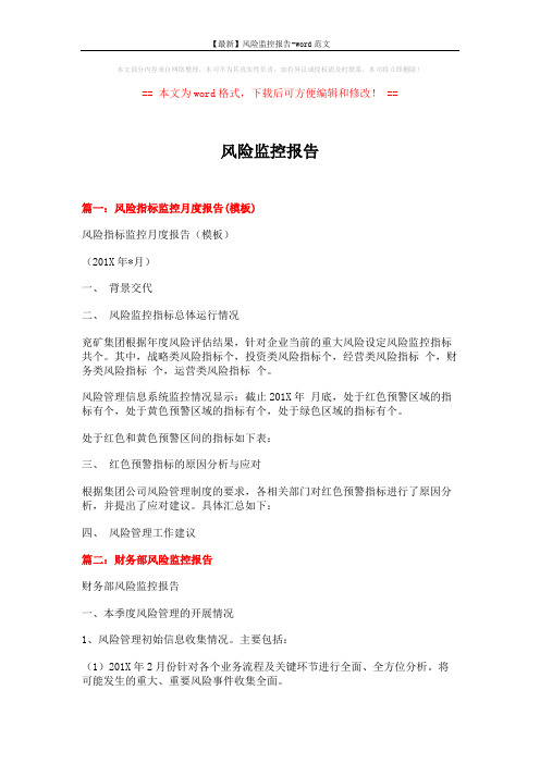 【最新】风险监控报告-word范文 (6页)