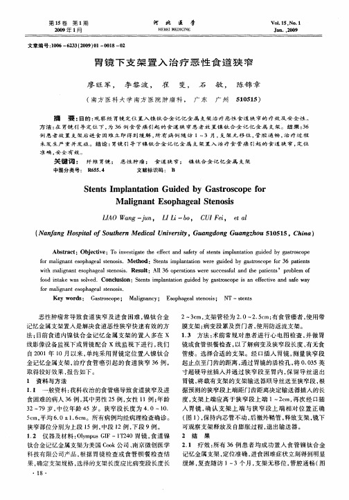 胃镜下支架置入治疗恶性食道狭窄