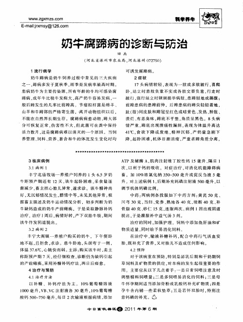 奶牛腐蹄病的诊断与防治