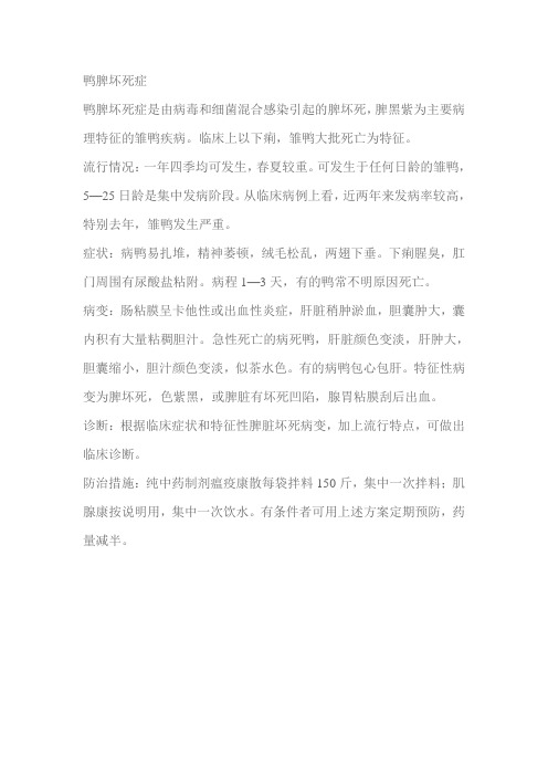 鸭脾坏死