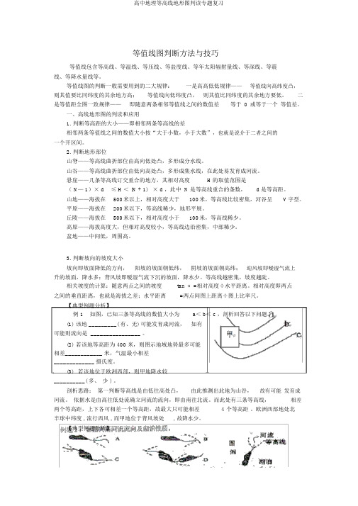 高中地理等高线地形图判读专题复习