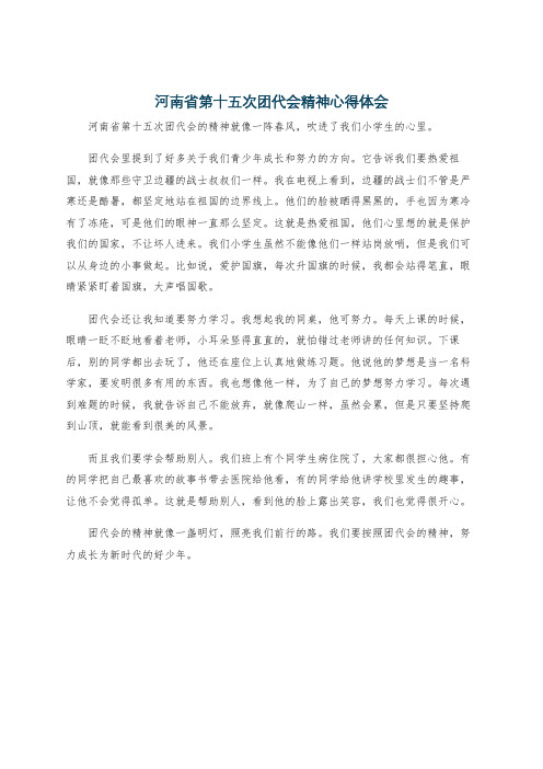 河南省第十五次团代会精神心得体会
