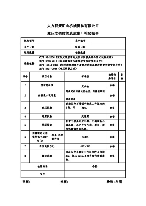 胶管出厂检验报告