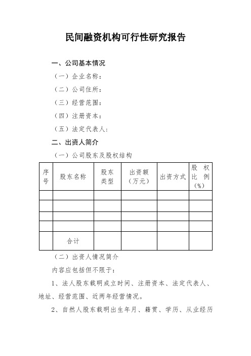 山东省企业民间融资机构可行性研究报告
