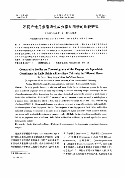 不同产地丹参脂溶性成分指纹图谱的比较研究