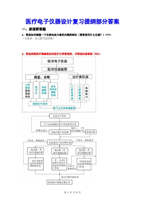 医疗电子仪器设计复习提纲部分答案
