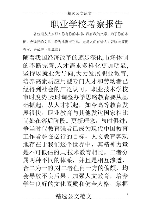 职业学校考察报告