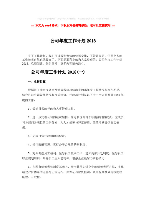 【最新2018】公司年度工作计划2018-word范文 (33页)