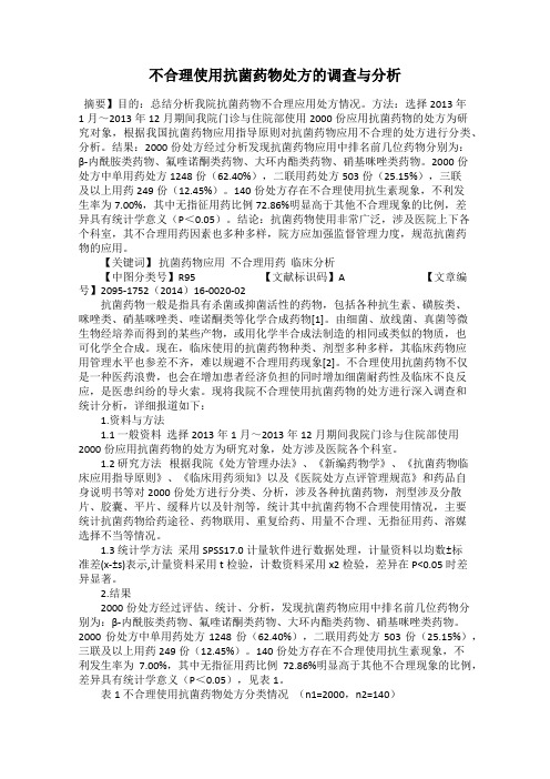 不合理使用抗菌药物处方的调查与分析