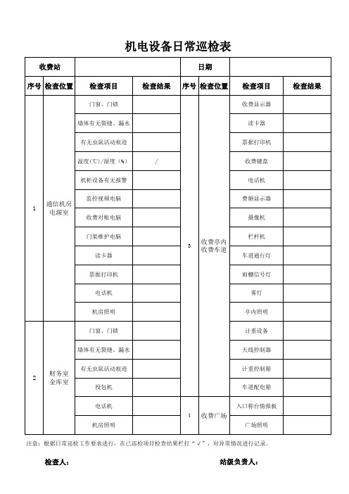 收费站日常巡检表