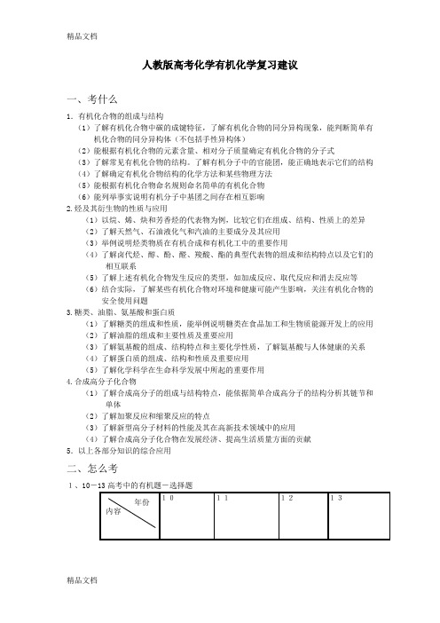 (整理)高考化学有机化学复习建议