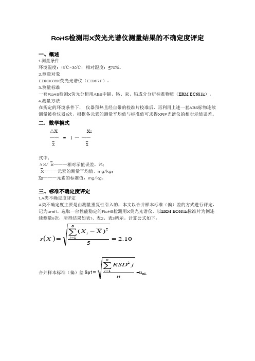 RoHS检测用X荧光光谱仪测量结果不确定度的评定