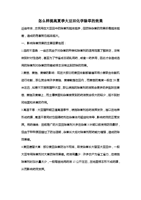 怎样提高夏大豆田化学除草效果